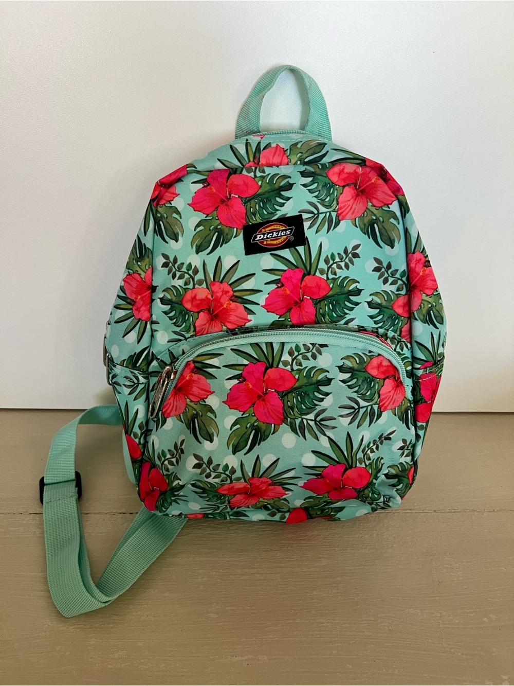 Dickies Mini Backpack Tropical Hibiscus Floral Teal Pink Y2K Hawaiian